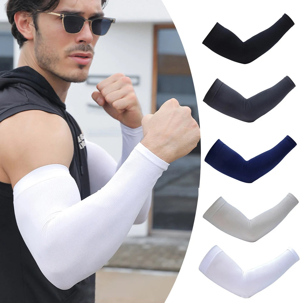 1Pairs Plus Size Ice Silk Sleeve Men Summer Sunscreen Arm Covers Running Cycling Fishing Uv Protection Long Gloves Arm Warmer