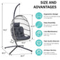 Egg Swing Chair with Stand, Outdoor Indoor Hanging Egg Chairs with Stand, Wicker Patio Egg Swing Chair with Cushion and Headrest