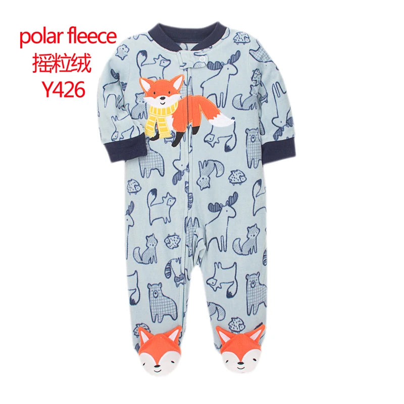 Baby Pajamas Zipper Fleece Newborn Girls Romper Warm Winter Underwear One Piece Overalls Boys Outfits Truck Infants Clothes