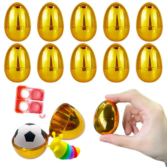 Easter Eggs Egg Fillable Plastic Empty Shell Easter Golden Gacha DIY Simulated Eggshell Easter Surprise Toys Party