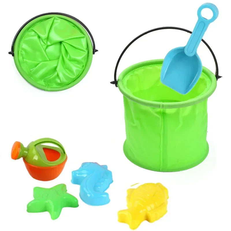 Beach Sand Toy Play Bucket Toy Folding Collapsible Bucket Gardening Tool Outdoor Sand Pool Play Tool Toy Kids Summer Favor