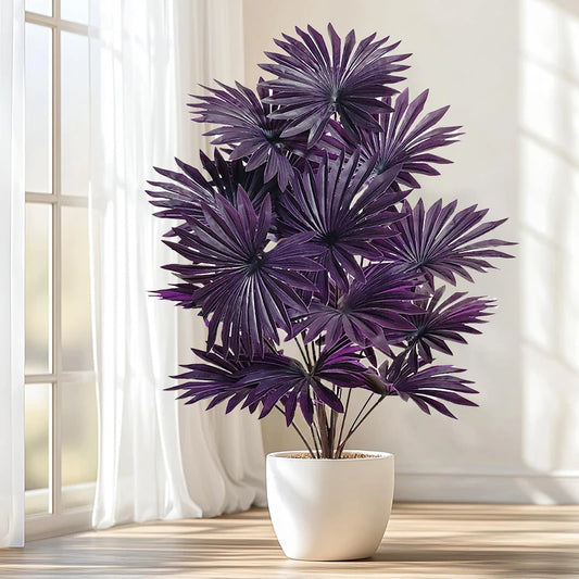 1.8-5FT Artificial Plant Purple Palm Tree Tropical Fake Plants Plastic Palm Leafs Big Monstera Tree Branch For Home Garden Decor