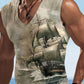 Sailor Suit 3D Ship Print T Shirt Men's Quick Dry Sleeveless Tank Top Oversized Fitness Sports Shirt Men's Design Clothing