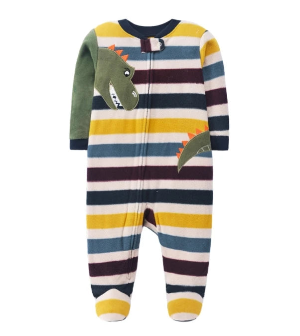 Baby Pajamas Zipper Fleece Newborn Girls Romper Warm Winter Underwear One Piece Overalls Boys Outfits Truck Infants Clothes