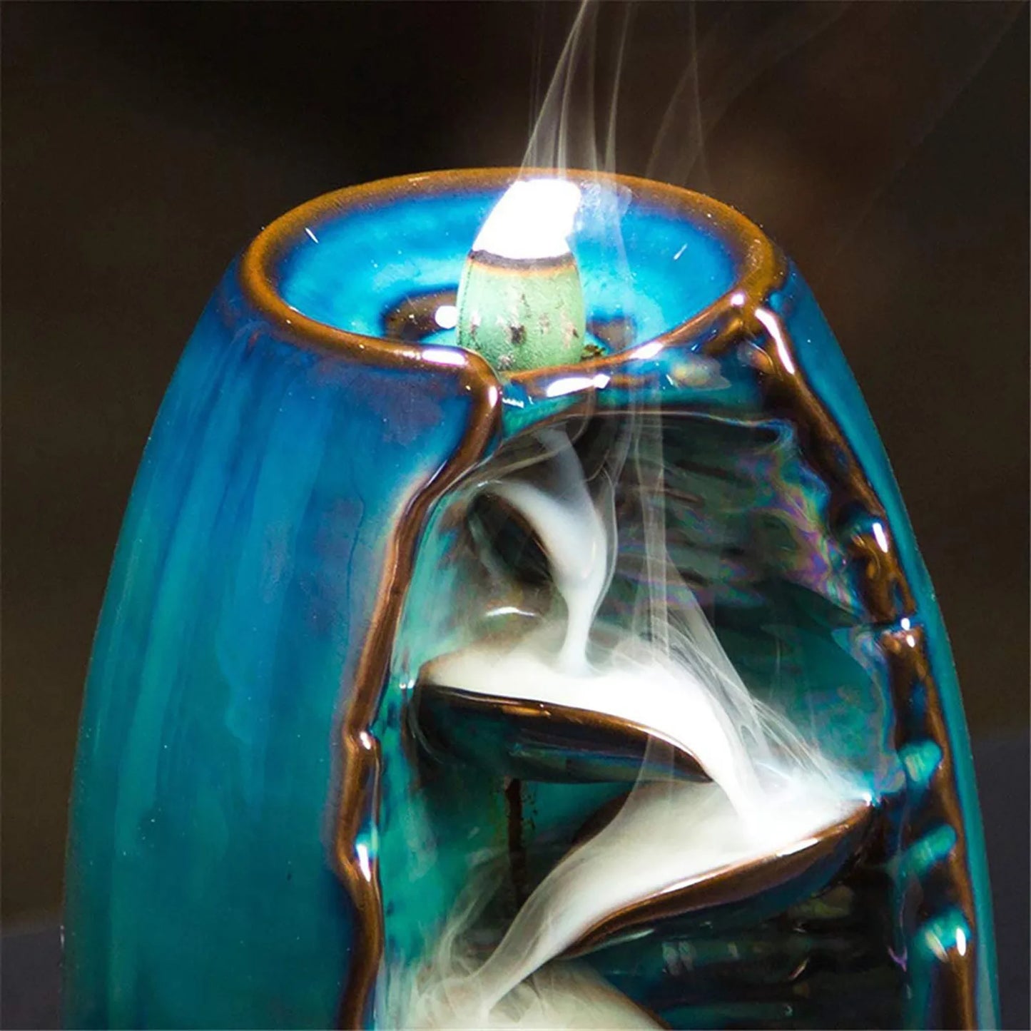 1pc,Handmade Torch Design Waterfall Incense Burner Creative Home Decor Incense Holder Portable Ceramic Censer (Without Incense)