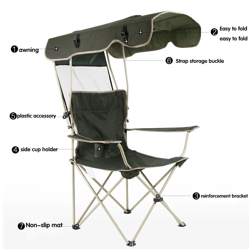 Fishing Chair Camping Chair Backrest Strap Fluffy Shade Fishing Chair Outdoor Multifunctional Strong Load-Bearing 낚시의자 Beach