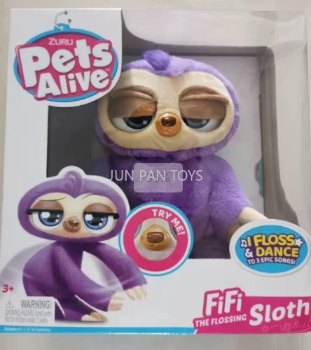 ZURU Pets Alive Paw Paw The Walking Puppy Fifi The Flossing Sloth Electronic Interactive Plush Dancing Robot Kid Toy Animal Doll