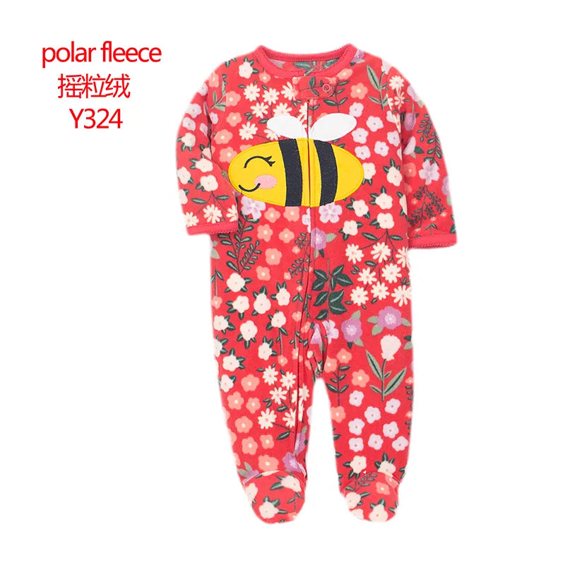 Baby Pajamas Zipper Fleece Newborn Girls Romper Warm Winter Underwear One Piece Overalls Boys Outfits Truck Infants Clothes