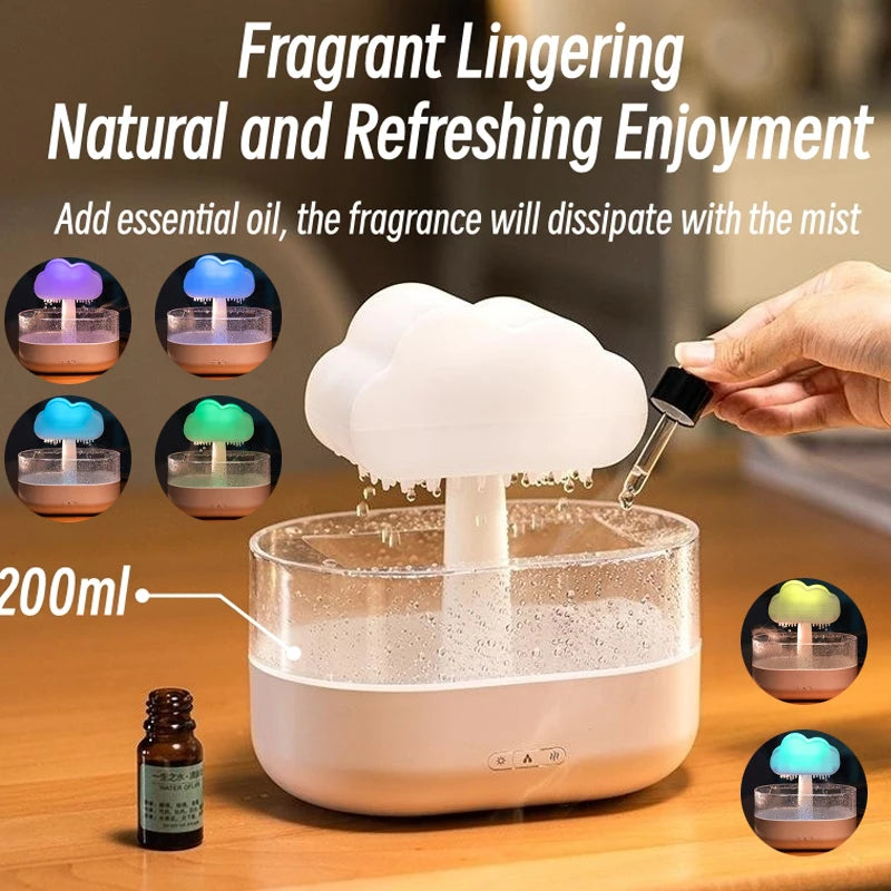 2024 Rain Cloud Night Light Humidifier With Raining Water Drop Sound And 7 Color Led Light Essential Oil Diffuser Aromatherapy