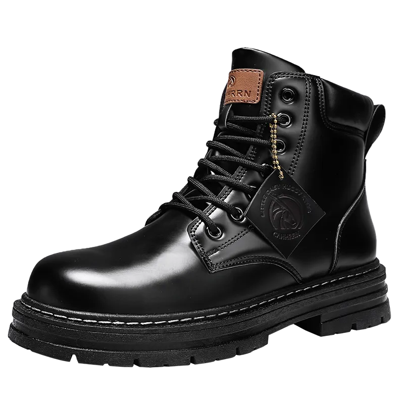 2022 New Black Leather Boots for Men Winter Boots Men Waterproof Lace Up Short Ankle Boots Men Hiking Boots Bottes Pour Hommes