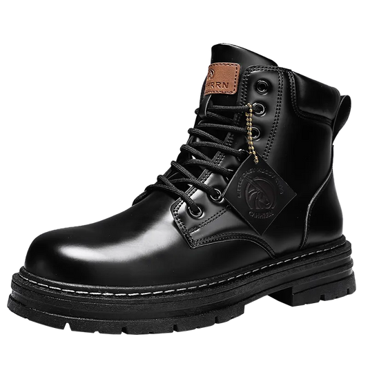 2022 New Black Leather Boots for Men Winter Boots Men Waterproof Lace Up Short Ankle Boots Men Hiking Boots Bottes Pour Hommes