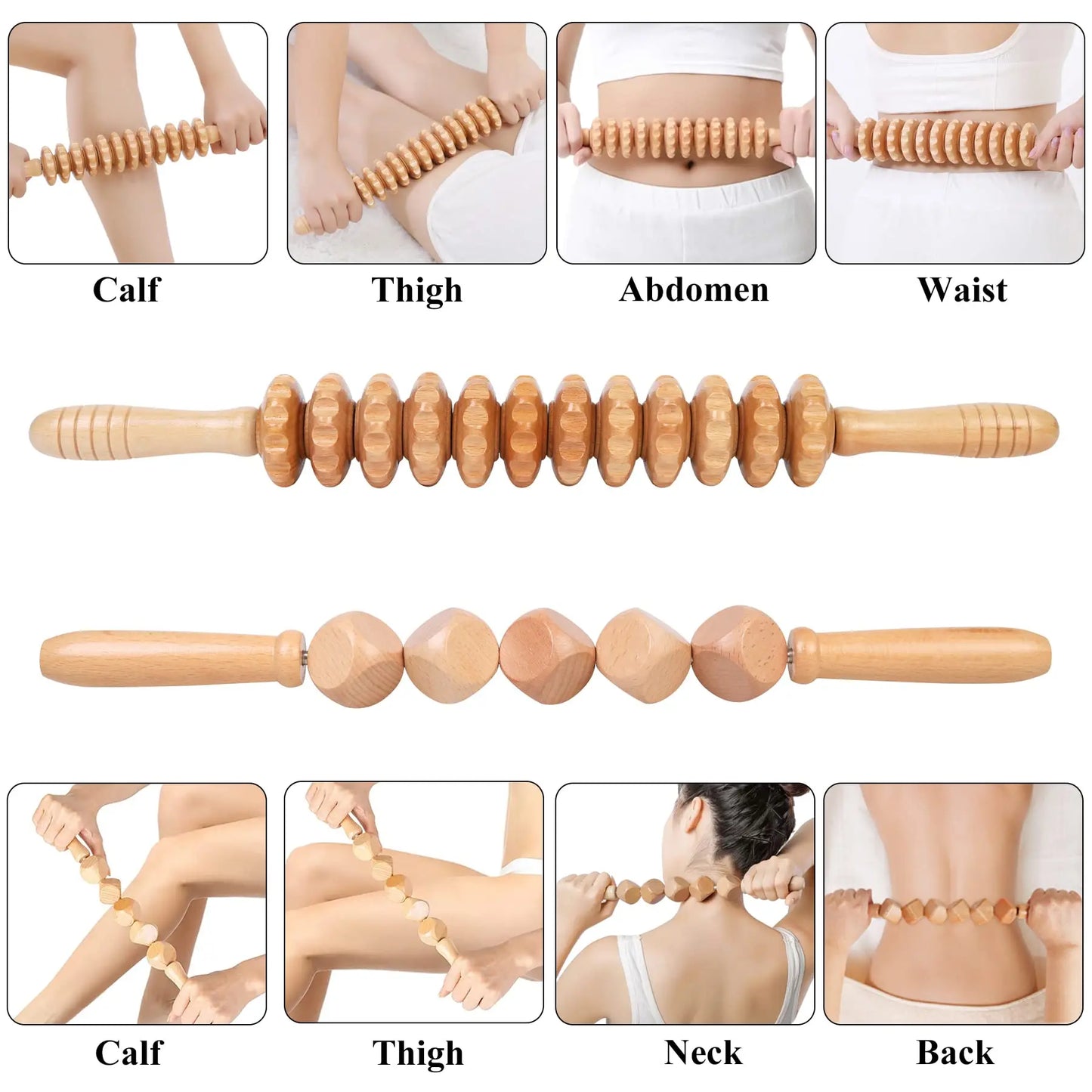 3 In 1 Professional Wooden Cup Anti Cellulite Massager Therapy Roller Rod Body Shape Health Care Relieve Pain Protable