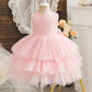 Flower Girls Dress 2-6 Yrs Backless Lace Girls Princess Dresses Sleeveless Wedding Birthday Party Evening Gown Baby Summer Dress