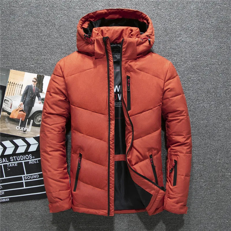 High Quality Brand Men's Winter Coat Casual Hat Detachable White Duck Down Jacket for Men Warm Windbreaker Doudoune Hiver Homme