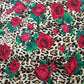 Good Brown Leopard 4 Side Stretch Knitted Cotton Fabric for Dress Red Rose Print Fabric Diy Sewing Sexy Dance Costume/Leggings