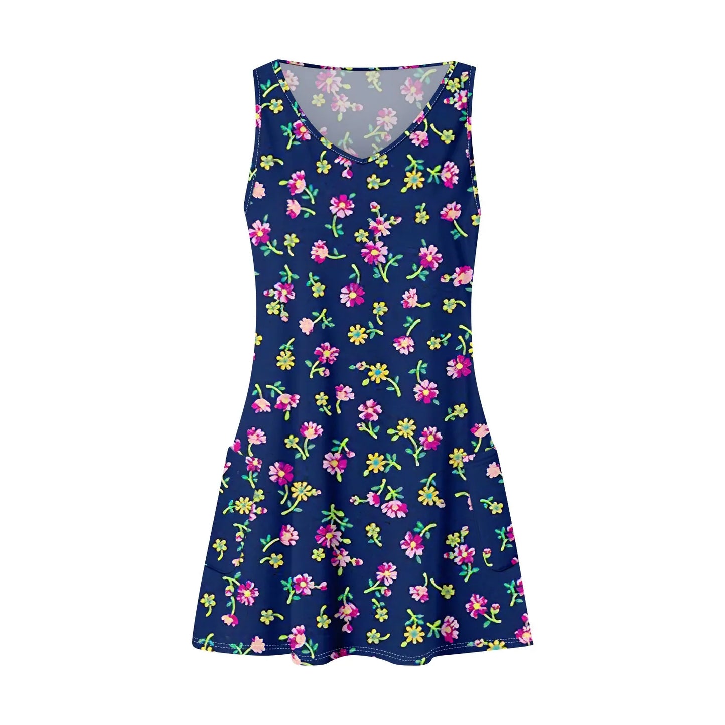 Women's Casual Print Summer Bohemian Beach Dress With Pockets V Neck Tank Dress Summer Dresses for Women 2024 Women's Dress