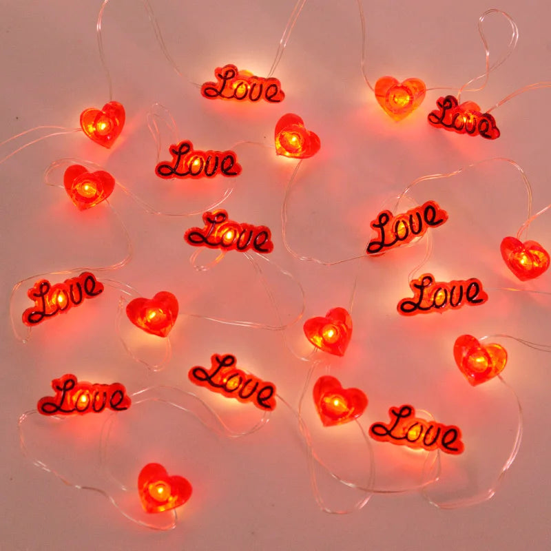 2M 20LED Love Heart String Lights Valentines Day Romantic Decoration Fairy Lights Garland For Wedding Home Decor Valentines Gift