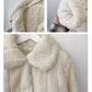 FANIECES Solid Fur Short Coat Winter Women Lapel Button-up Long Sleeve Faux Fur Shaggy Outwear Elegant Korean Overcoat Tops 코트