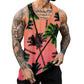 Palm Tree Graphic Tank Top For Men 3D Print Sleeveless Beach Hemp Palm Pattern Tops Paint Vest Hawaii Colorful Pigment T-shirt