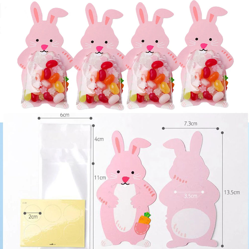 10/30pcs Cute Cartoon Bunny Rabbit Shaped Paper Gifts Box Candy Biscuit Snack Box Kids Happy Easter Party Decoration Supplies