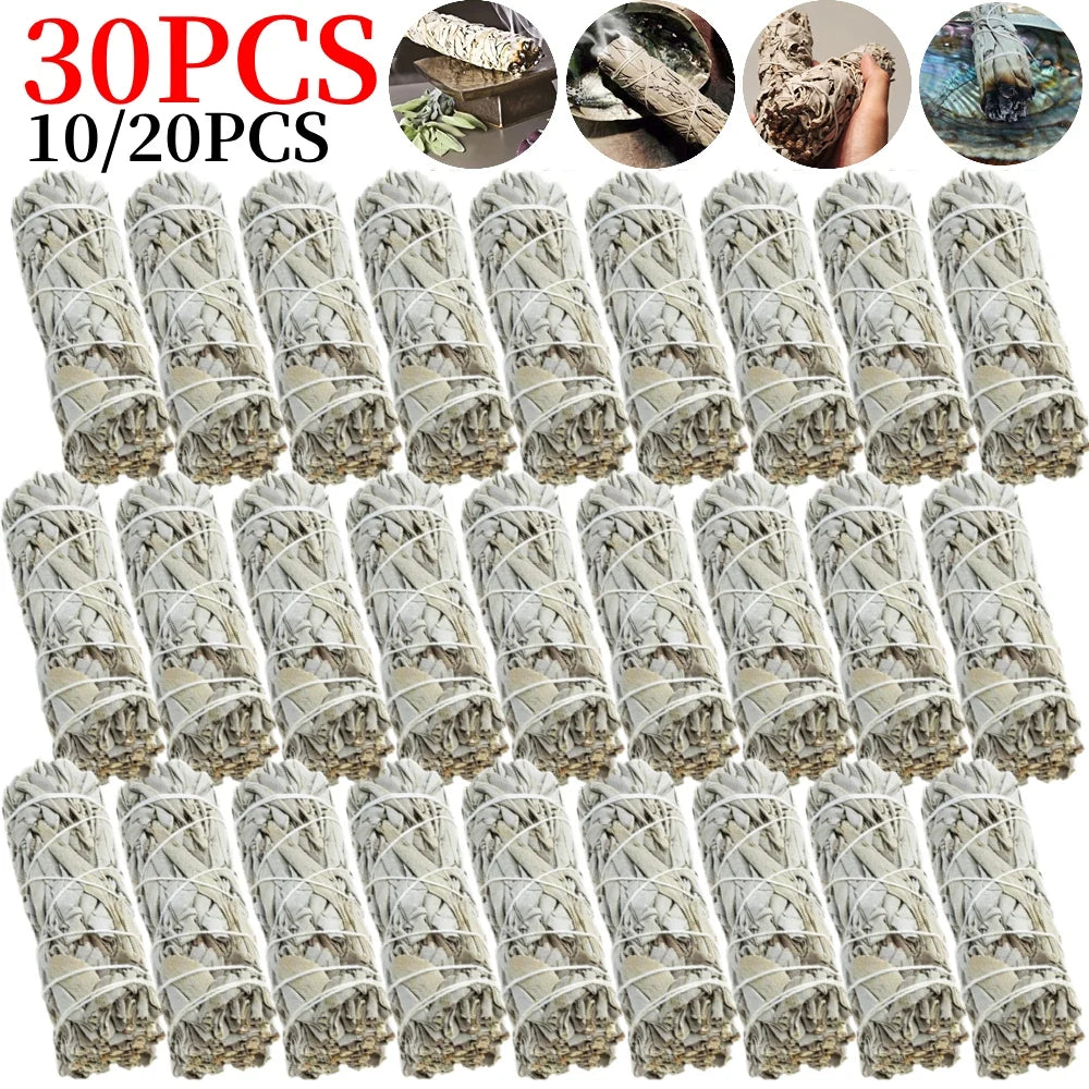 5-30PC Natural White Sage Bundle Smudge Sticks California Pure Leaf for Spiritual Home Cleaning Sage Incense Sticks Purification