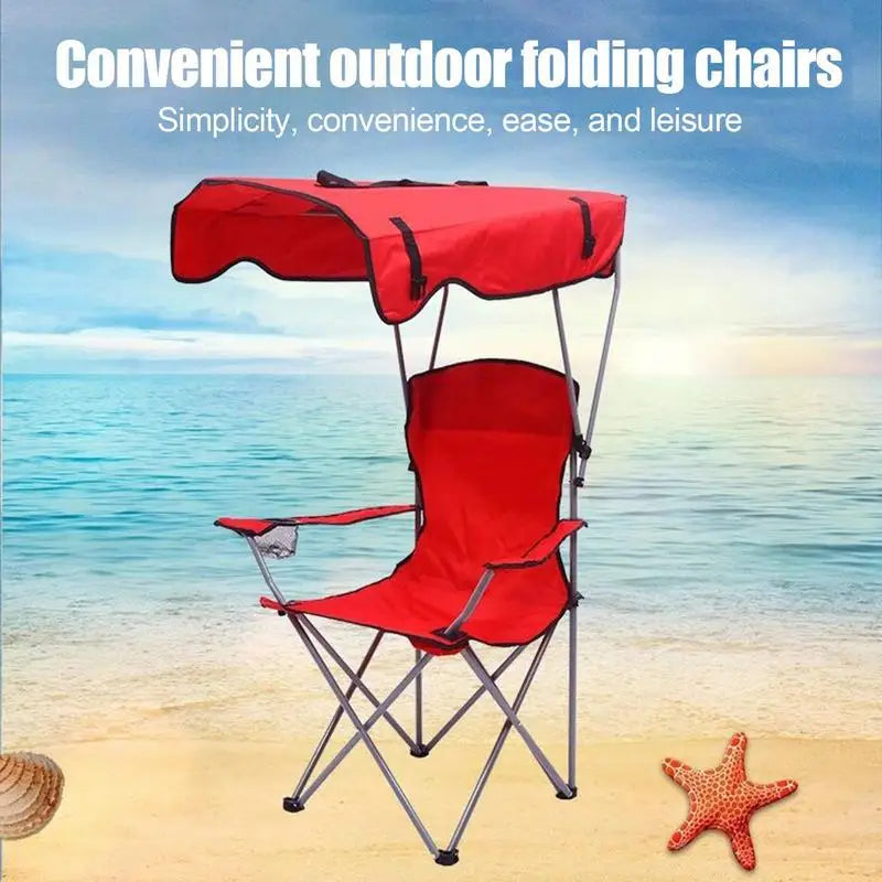 Folding Canopy Chair With Shade Portable Recliner Beach Chair Leisure Fishing Beach Outdoor Garden Lawn Camping Chair