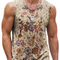 Men's Retro Ethnic Print Crew Neck Tank Top Texture Plaid Stripe 3d Vest Fashion Street Sleeveless Breathable Casual Sport Tops