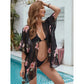 Women'S Summer Beach Kimono Cardigan Floral Print Chiffon Loose Top Bikini Cover Up Sexy Transparent Shawl Oversize Cardigan