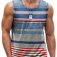 Mens Retro Stripe 3D Printed Tank Tops Fashion Summer Sleeveless Casual Sports Vest Loose Quick Dry Breathable Tees Clothes