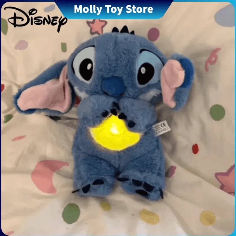 Kawaii Disney Stitch Plush Doll Lilo & Stitch Baby Sleeping Companion Soothing With Air Bag And Light Doll Breathing Toys Gifts