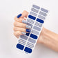 22pcs Blue Gel Nail Patch Slider Glitter Pink Adhesive Full Coverage Gel Nail Patch UV Lamp Cured Manicure for Woman & Girl