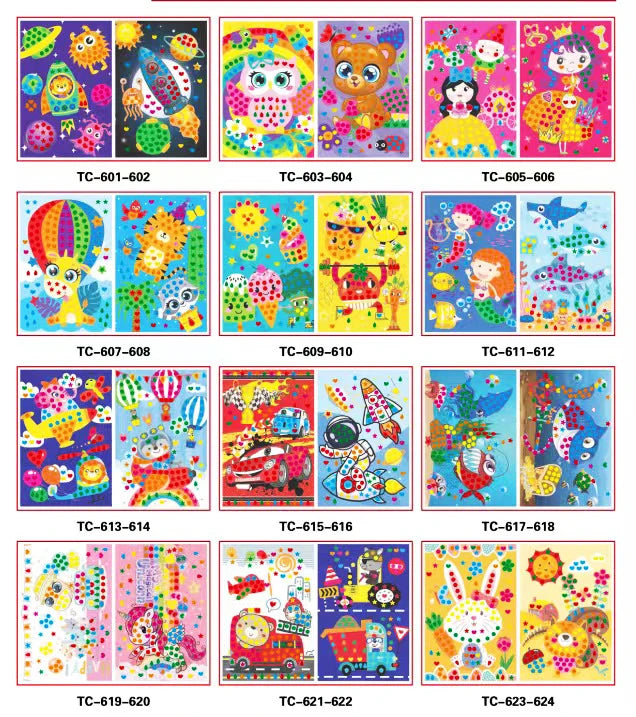 10/15pcs Colorful Dot Primary Mosaic Puzzle Stickers Games DIY Cartoon Animal Learning Education Toys For Children Kids Gift