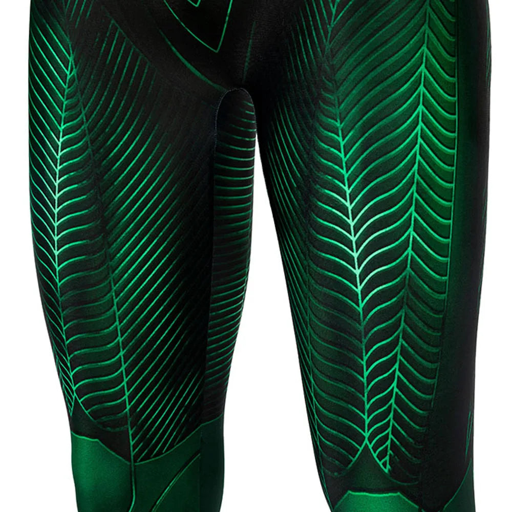 Zentai Hal Halloween Carnival Hero Outfit Green Zentai Lantern Cosplay Costume 3D Printing Superhero Jumpsuit With Eye Mask