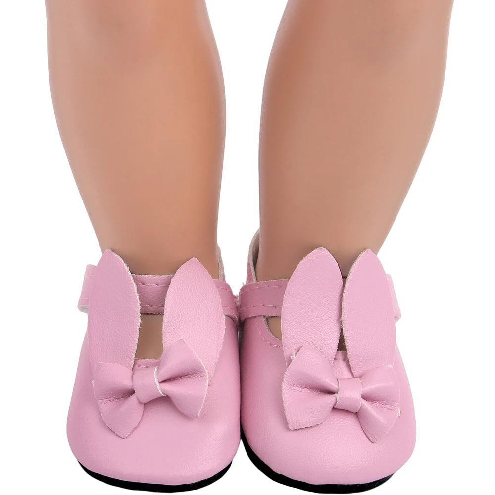 18Inch American Doll Girls Shoes Pink Princess Dress Shoes Newborn Baby Lalafanfan Toys Accessories Fit 40-43 Cm Boy Dolls Gift