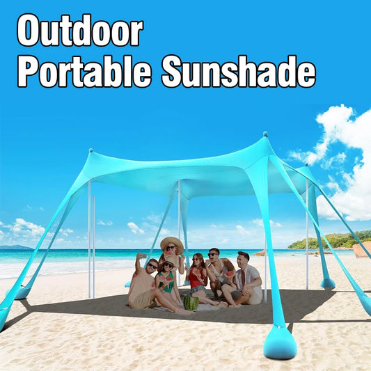 Family Beach Awning Ultralight Sun Shade Tent With Sandbag UV Large Portable Beach Canopy Outdoor Beach Tent Large Sun Shelter