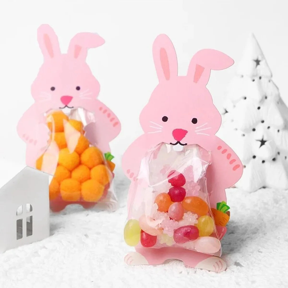 10/30pcs Cute Cartoon Bunny Rabbit Shaped Paper Gifts Box Candy Biscuit Snack Box Kids Happy Easter Party Decoration Supplies