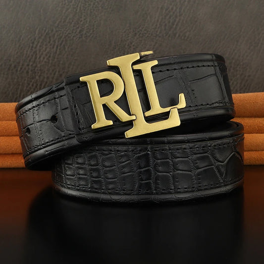 Luxury Retro letter buckle designer brand belts men high quality Cowskin genuine leather famous formal jeans ceinture homme