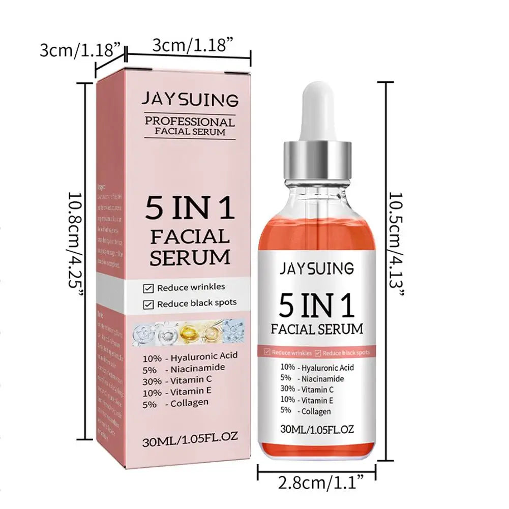 5 In 1 Moisturizing Whitening Anti Wrinkle Aging Vitamin C Hyaluronic Acid Face Serum Shrink Pores Serum Skin Care 30ml