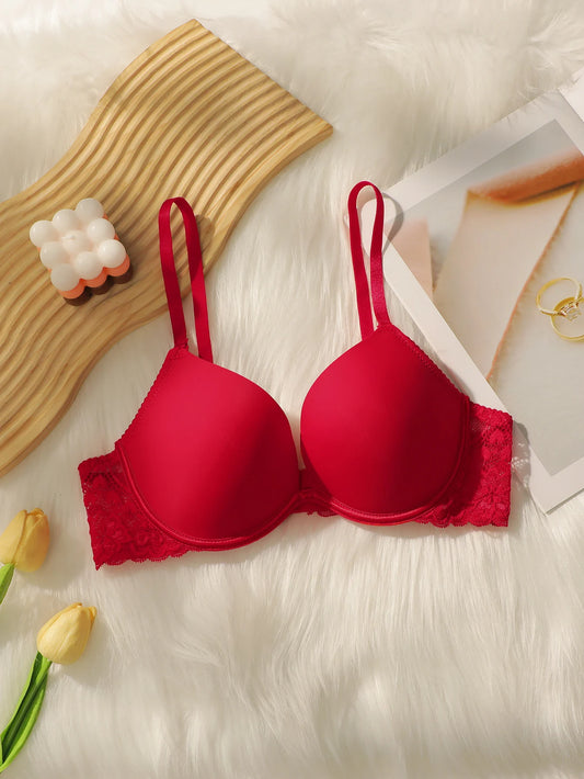 Women's sexy lingerie with smooth lace and steel rims gathered push up straps adjustable and comfortable bra A2162
