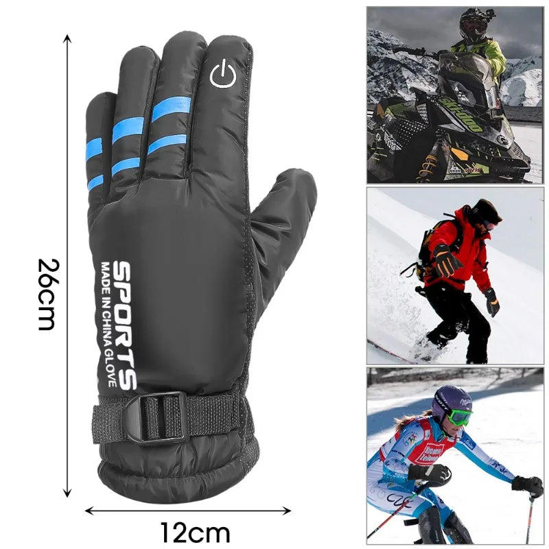 Winter Cycling Gloves Men Outdoor Waterproof Skiing Riding Hiking Motorcycle Warm Mitten Gloves Unisex Thermal Sport Gloves