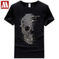 British Style Mens Summer Skull T Shirts Blingbling T-Shirt Homme Fashion Streetwear Rhinestones Print Man Tees Camisetas Hombre