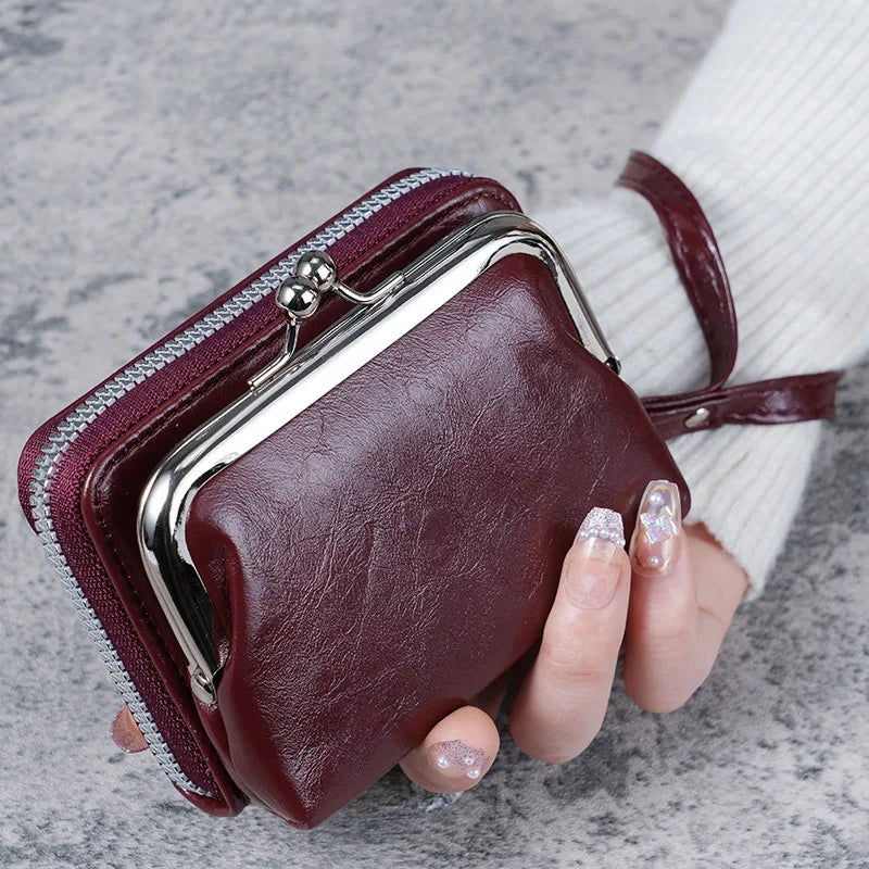 Women's Wallets Vintage Style Coin Purses Large Capacity Card Holder Wrist Strap Short Small Change Storage Bag Women Wallet