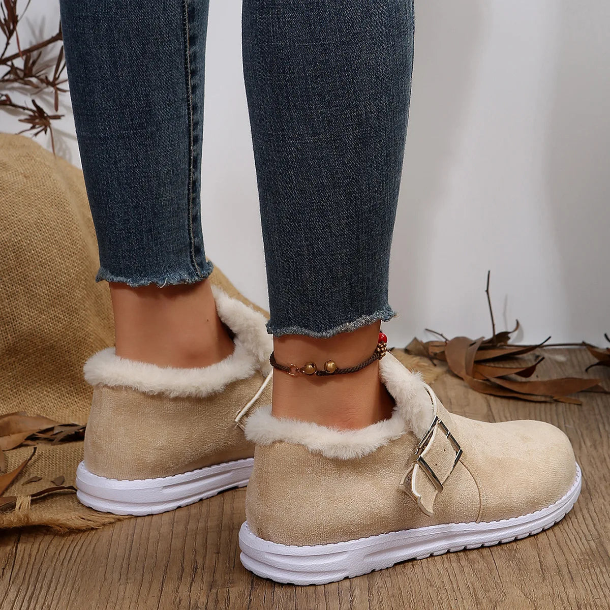 2023 Snow Boots Ankle Women Winter Cotton Boots Flats Fluffy Shoes Warm Botas De Mujer Botines Bottines Botte Femme Stivaletti