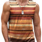 Retro Striped Graphic Tank Tops For Men Fashion Casual Summer Sleeveless 3D Printed Vest Loose Crew Neck Quick Dry Sports Tees