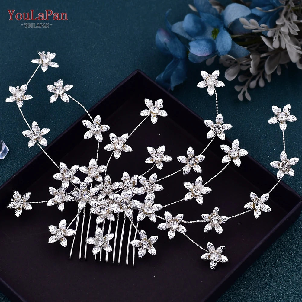 YouLaPan HP502 Flower Wedding Combs Woman Hair Accessories for Party Bride Hair Ornaments Jewelry Bridal Headpiece with Comb