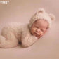 Dvotinst Baby Newborn Photography Props Soft Knitted Cute Bear Hat Bonnet Outfits 2pcs Set Fotografia Studio Shoots Photo Props