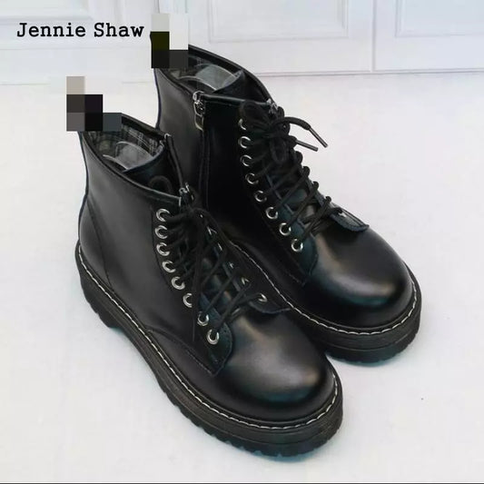 Womens Ankle Boots Black Medium Heel Lace Up Bottes Sexy