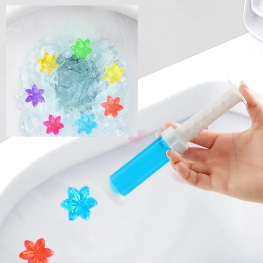 1Pc 14 Flowers Toilet Cleaner Gel Syringe Aromatic Drain Toilet Cleaning Detergent Air Freshener Remove Odors Home Bathroom Tool