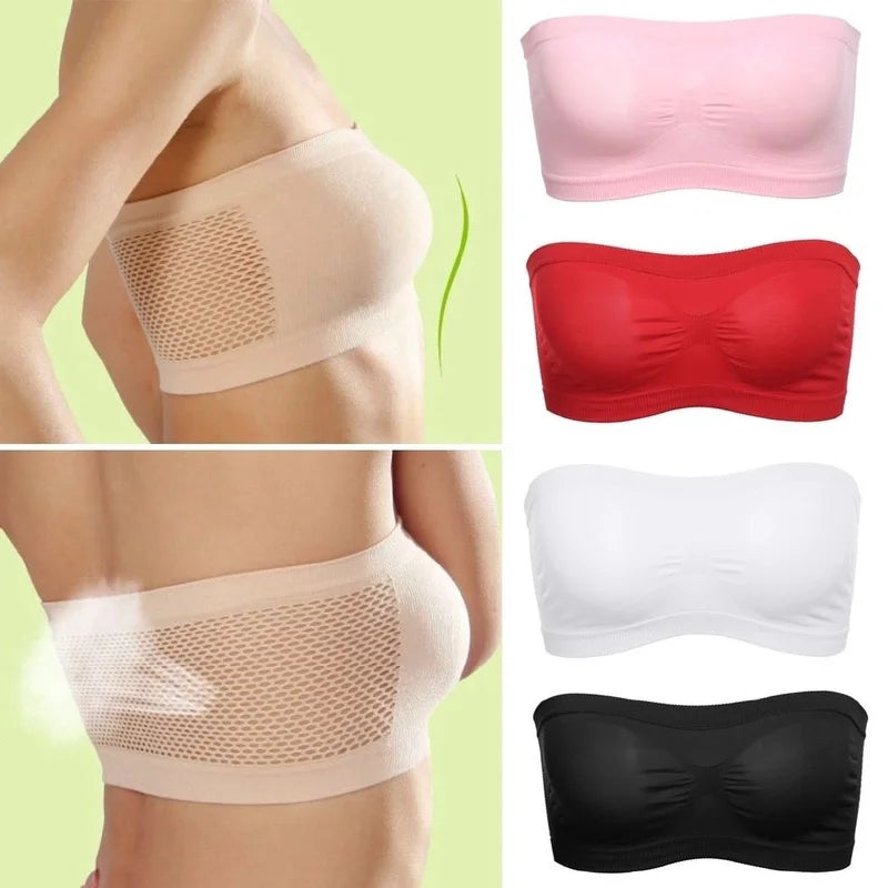 Breathable Mesh Tube Bra Strapless Crop Tops Women Ladies Sexy Bralette Bra Bandeau Summer Dress Shouderless Crop Top