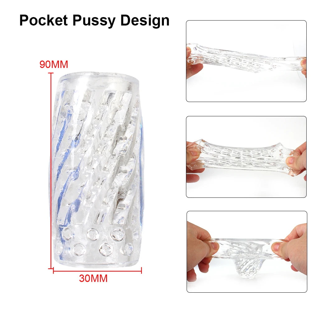 13cm Transparent Vaginal Sex Toy for Men 18 Plus Male Masturbator Realistic Vagina Real Pussy Penis Enlargement Exerciser Erotic